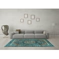 thumbnail image 3 of Ahgly Company Indoor Round Medallion Light Blue Traditional Area Rugs, 8' Round, 3 of 4
