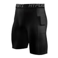 thumbnail image 2 of Compression Shorts Men with Pocket Spandex Sports Tights Athletic Performance Gym Workout Running Underwear Black, Size XXL, 2 of 3