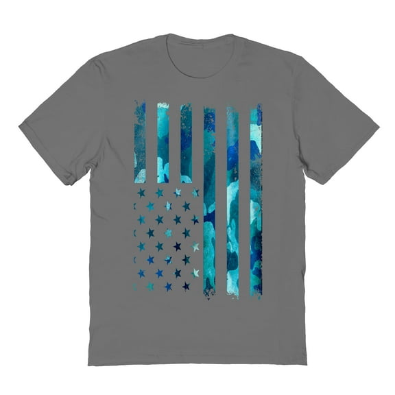 Americana Us Flag Camo Tee Graphic Charcoal Men's Cotton T-Shirt