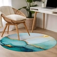 thumbnail image 4 of Round Rugs 3.3Ft, Teal Ombre Marble Round Area Rug Washable Indoor Throw Carpet, Modern Ink Painted Abstract Soft Non Slip Circle Rug for Laundry Room Patio Home Decor Aesthetic, 4 of 8