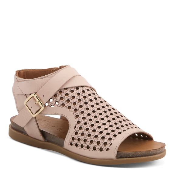 Spring Step COVINGTON Women's Leather Cut-Out Sandals with Ankle Coverage and Buckle Detail