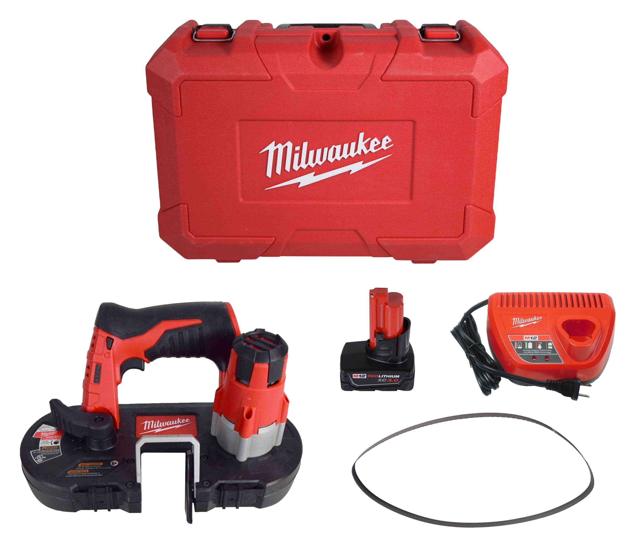 Profeet kever Waar Milwaukee M12 12V Cordless Sub-Compact Band Saw Kit 2429-21XC with 3Ah  Battery, Charger, 18 TPI Blade, & Tool Case - Walmart.com