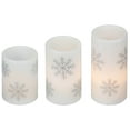 thumbnail image 5 of Northlight LED Flameless Flickering Wax Pillar Snowflake Christmas Candles - 6" - Set of 3, 5 of 7