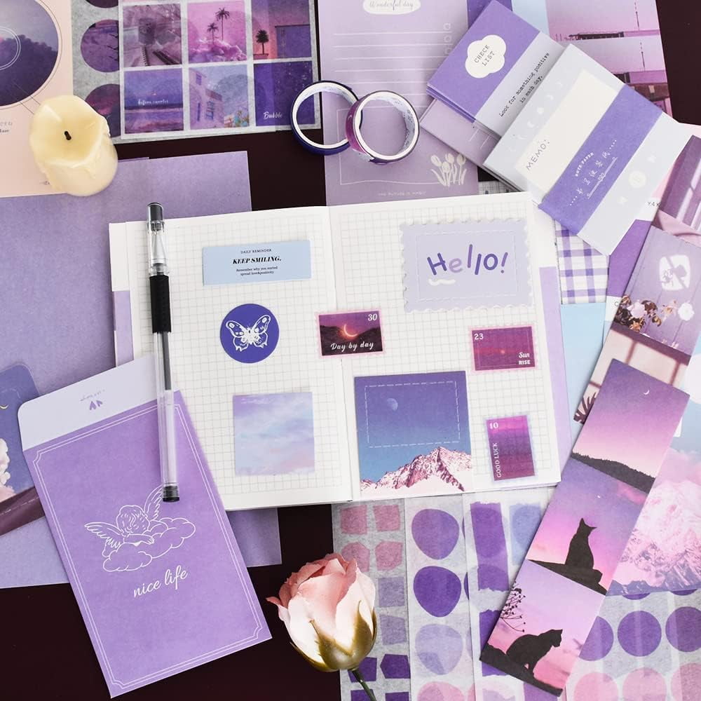 Girl Scrapbook Kit For Teens Journaling A6 Grid Notebook Washi