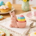 thumbnail image 3 of Ceramic Rabbit Egg Holder Stand - Bunny Egg Cup for Soft Boiled Eggs, Easter Egg Display Stand & Vintage Decoration for Tabletop, Party, and Kitchen Decor, 3 of 4