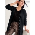 thumbnail image 6 of ellos Women's Plus Size Long Boyfriend Cardigan With Tortoise Buttons - 10/12, Latte Heather, 6 of 6