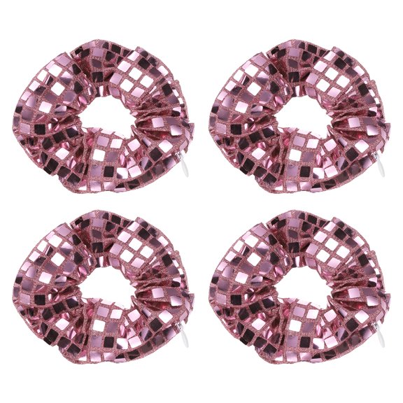 Uxcell 4pcs Velvet Scrunchie with Pocket Zipper (2 Inch) - Bright Elastic Bands Hair Ties Girls Women Hidden Compartment Pockets, for Ponytail Holder Travel Coins Keys, Pink
