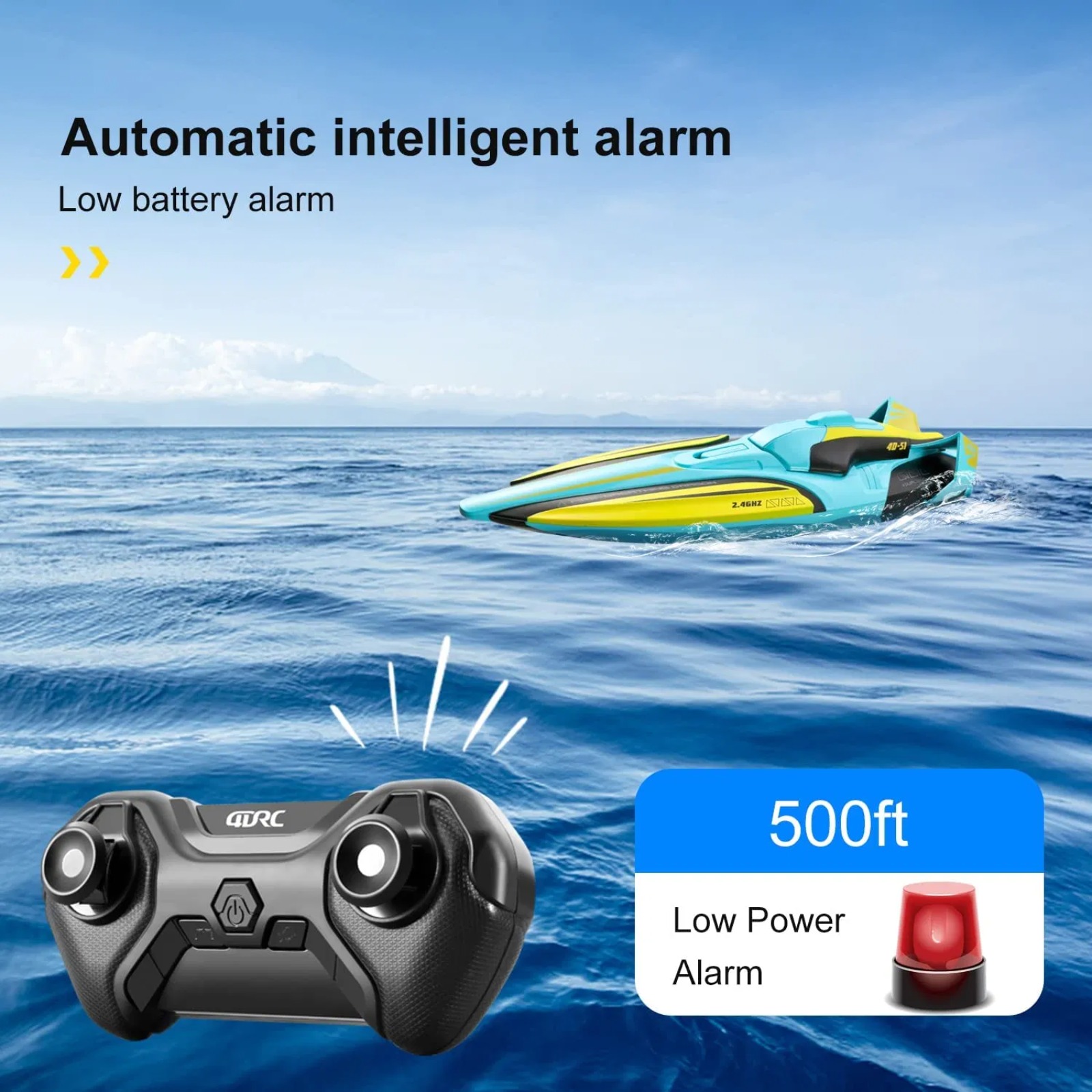 Remote-controlled rowing boats, remote-controlled boats, 2.4Hz, with automatic righting function and low battery indication function