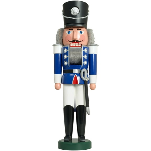 German nutcracker hussar blue, height 50 cm / 20 inch, original Erzgebirge by Seiffener Volkskunst