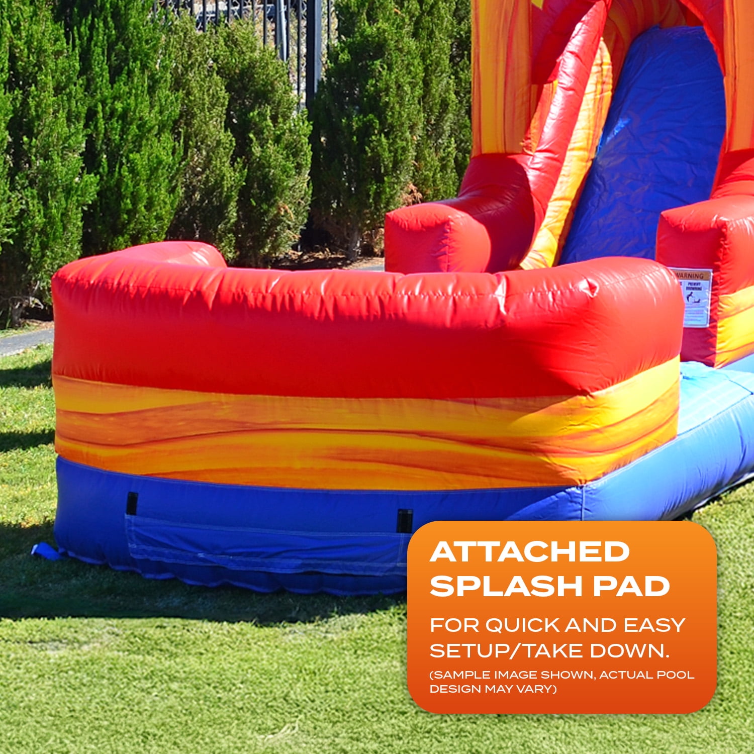 JumpOrange Superhero 31' Commercial Bounce House Water Slide Combo with Pool (Blower Included)