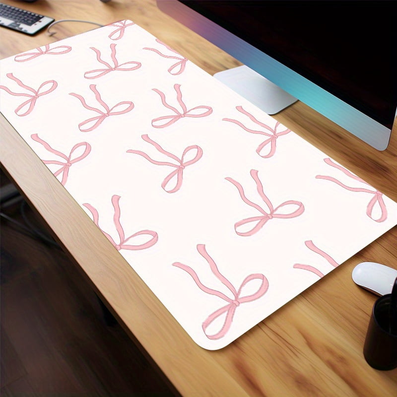 Pink Bow Large Gaming Mouse Pad - Non-Slip, Aesthetic Desk Mat For Women & Girls - Perfect Birthday Gift