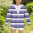 thumbnail image 5 of SELONE Boys Hooded Sweatshirt Jacket with Pockets Hooded Fleece Lightweight Zipper Striped Long Sleeve Fall Winter Coats Purple 4-5Years, 5 of 5