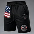 thumbnail image 3 of Rove Studio Men’s Patriotic USA Flag Print Shorts, Lightweight Breathable Athletic Gym Shorts with Side Pockets Black L, 3 of 4