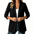 thumbnail image 2 of TEAJOPSUU Women's Blazers Relaxed Fit Notched Lapel Patch Suit Cardigans Lightweight Casual Business Sweaters Solid Color Black, 2 of 5