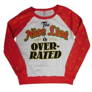 Holiday Time Junior Womens Nice List Over-rated Holiday Sweatshirt Pullover L