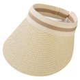 thumbnail image 1 of Straw Visor Hat Foldable Roll-up Beach Summer Hat Sun Protection Cap for Women, 1 of 6