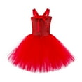 thumbnail image 5 of Ulitacool Spring Dresses For Girls Round Neck Sleeveless Tutu Dress Outfit Party Outfit Tropical Luau Theme Sundress Fashionable Clothes Red 8-9 Years, 5 of 5
