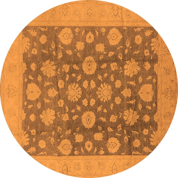 Ahgly Company Indoor Round Oriental Orange Traditional Area Rugs, 5' Round