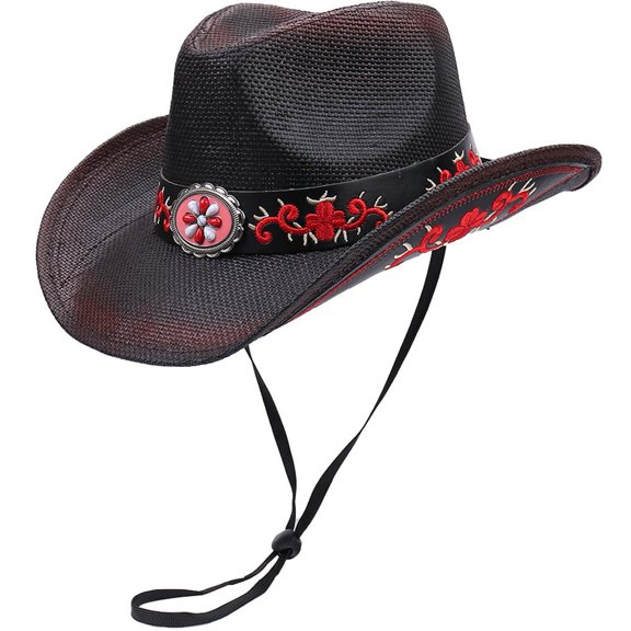 Slccxzc Unisex Summer Straw Cowboy Hat Wide Brim Sun Protection Panama Hat