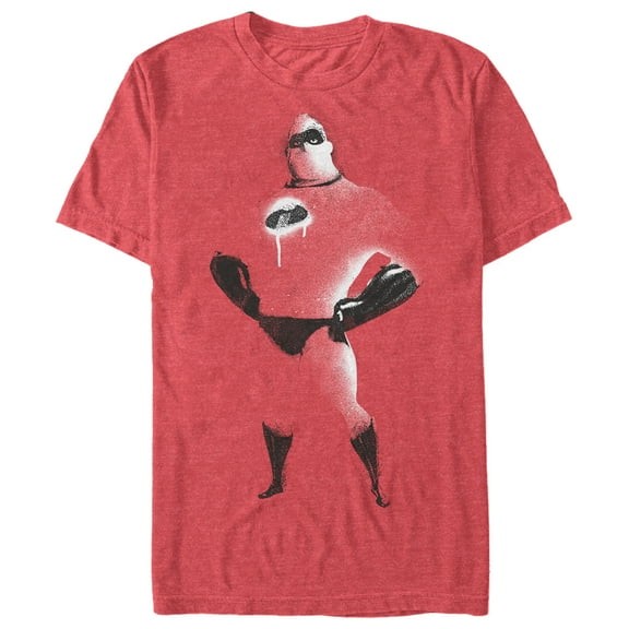 Men's The Incredibles Mr. Incredible Spray Paint Style  Graphic Tee Red Heather Small