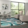 thumbnail image 3 of Masada Rugs Area Rug Modern Contemporary Design 1100 Turquoise Grey White Black (6 Feet X 9 Feet), 3 of 6