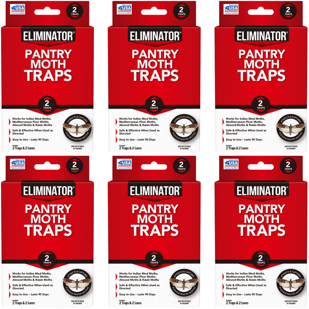 (6 Pack) Eliminator Pantry Moth Traps, Pheromone Moth Traps, 2 Pack