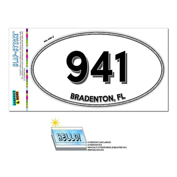 941 - Bradenton, FL - Florida - Oval Area Code Sticker