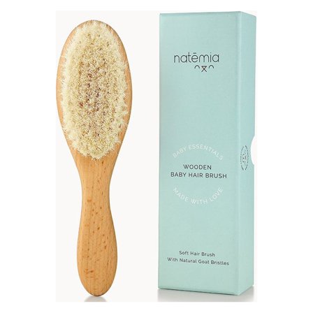 Wooden Baby Hair Brush With Natural Bristles