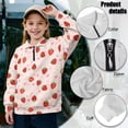thumbnail image 6 of Uorisanigo Girls Half Zip Collar Sweatshirts Casual Strawberry Print Long Sleeve Pullover Jackets Fashion Fall Winter Clothes Athletic Sweatshirts Pullover Jacket Outerwear, 6 of 7