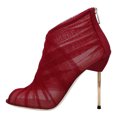 thumbnail image 2 of FSJ Women Graceful Peep Toe Mesh Ankle Boots Stiletto Heel Back Zipper Summer Bootie Fashion Night Club Party Pumps Shoes Size 10.5 Red, 2 of 4