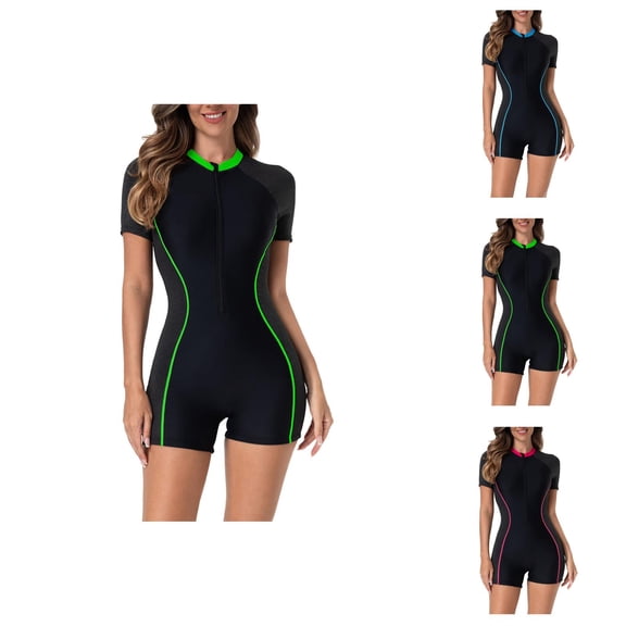 2026 Long Sleeve Swimsuit for Women Zipper Front Sunscreen Rash Guard Performance Surfing Bathing Suit Sun Protection Swimwear