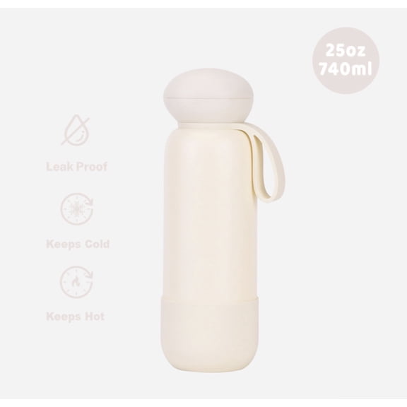 25 oz capacity 304 stainless steel Water Bottle with handle, portable outdoor travel car water bottle with carrying rope(Black)