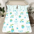 thumbnail image 2 of Manfei Ribbon Bowknot Bowtie Bed Sheets Twin,Cherry Strawberry Bedding Sets Twin Size,Blue White Green Sheet Set Twin For Girl,Breathable Bedroom Decor,3 Pieces, 2 of 7