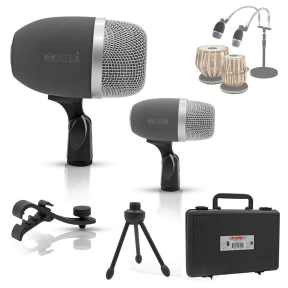 5 Core Tabla Mic XLR Wired Uni Directional Snare Tom Instrument Microphone BLACK