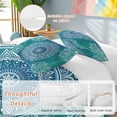 thumbnail image 2 of 3 Piece Teal Blue Boho Duvet Cover Set California King,Microfiber Comforter/Quilt Cover with Corner Ties and 2 Pillowcases,Retro White Rustic Flower Ethnic Pattern Soft Bedding with Zipper Closure, 2 of 8
