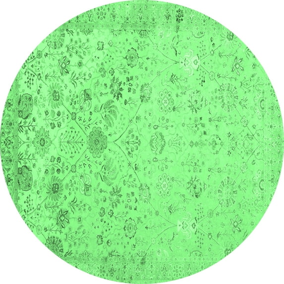 Ahgly Company Indoor Round Abstract Emerald Green Contemporary Area Rugs, 4' Round