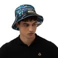 thumbnail image 4 of Kll Starry Sky Colorful Crocodile Bucket Hat for Women Men Packable Travel Beach Sun Hat Outdoor Rave Accessories Reflective Fisherman Cap, 4 of 6