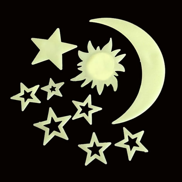 asddcavvf Glowing Moon Sun Patch With Moon Fluorescent Luminous Patch Children's Bedroom Student's Classroom Wall Decoration Girl Dorm Stuff
