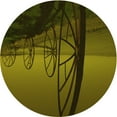 thumbnail image 1 of Ahgly Tapis Rond Lavable en Machine Intérieur Transitionnel Jaune Foncé Vert, 3 Pieds Rond, 1 of 7