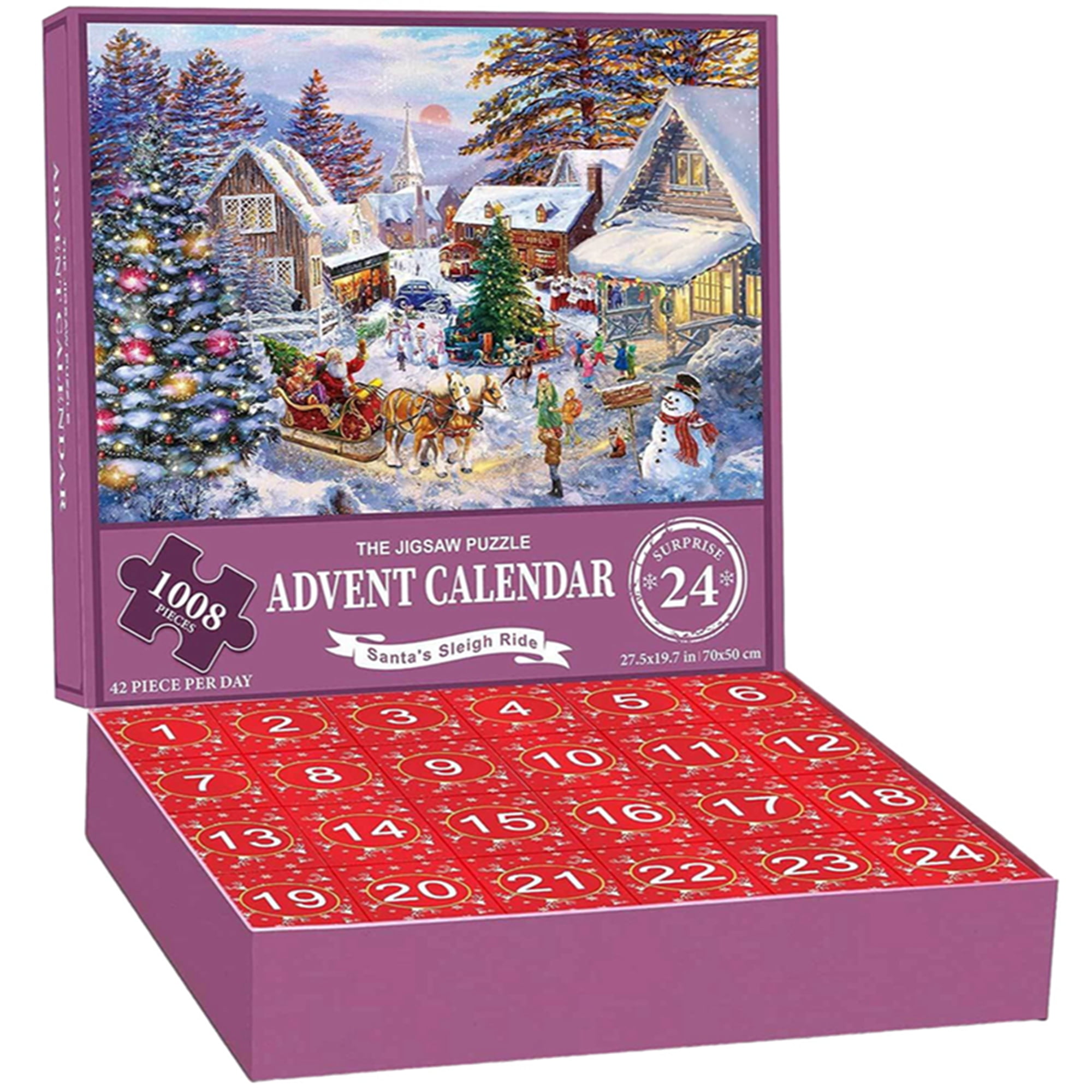 Puzzle de compte à rebours de Noël - Calendrier de l'Avent 2024 - Puzzle compte à rebours de Noël - 1008 pièces - Soirée de jeu familiale, puzzle