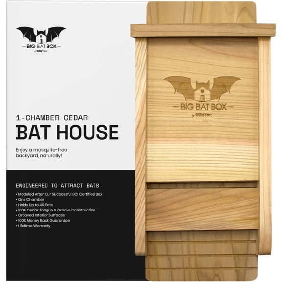 WildYard Cedar Single Chamber Bat House up to 50 Bats Outdoor Wall Mount Mosquito Shelter