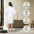 thumbnail image 3 of GOLD TEXTILES Premium Terry Cloth Robes for Women Lightweight Short Bathrobe, Adjustable Towel Robe Belt with Collar Small Shorts White Pack of 1, 3 of 6