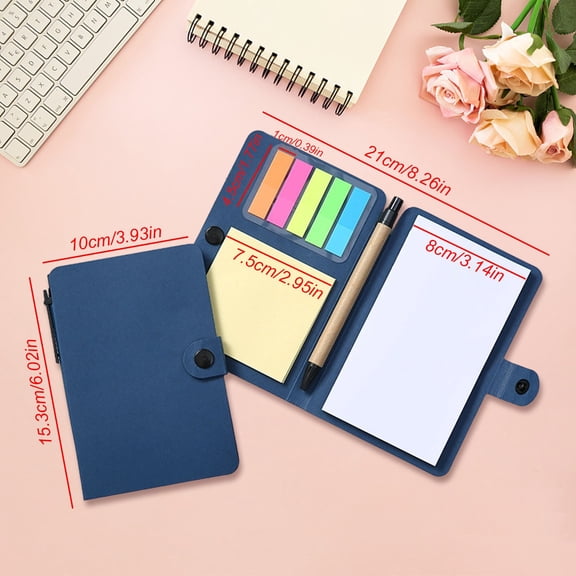 Clearance Sale | Pocket Notebook with Pen, Sticky Notes, and Button Closure, Complete Journal Set for Travel and Business - Red