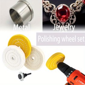 4" Buffing Polishing Wheel - 1/4" Handle, 1/2" Arbor Hole, Fine, Ultra Fine, Treated Yellow Cotton - 3pcs
