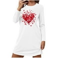 thumbnail image 2 of Aobny Women Nightgown Heart Valentine's Short Night Gowns White Long Sleeve Crew Neck Soft Pajama Set for Women,XXL, 2 of 5