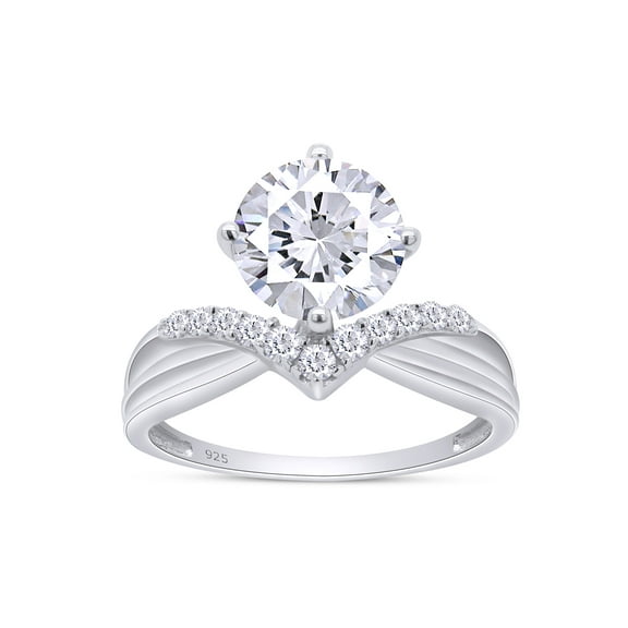 2 Carat Center 8MM Round Cut Lab Created Moissanite Diamond Solitaire Twisted Vine Engagement Ring for Women In 14K White Gold Over Sterling Silver(G-H Color, VVS1 Clarity 2Cttw) Size - 4