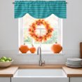 thumbnail image 3 of Teal Striped Tie Up Valance Curtains for Windows, Kitchen Curtains Window Treatments, Modern Minimalist Boho Horizontal Stripes Short Window Shades Valances for Bedroom Bathroom Cafe 42"x18", 3 of 8
