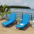 thumbnail image 2 of Chaise Longue Inclinable en Plastique HDPE pour Extérieur en Bleu Pacifique (Ensemble de 2), 2 of 5