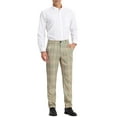 thumbnail image 2 of INSPIRE CHIC Pantalon Habillé pour Homme, devant Plat, Extensible, Pantalon d'Affaires à Carreaux 36 Vert Orange, 2 of 7