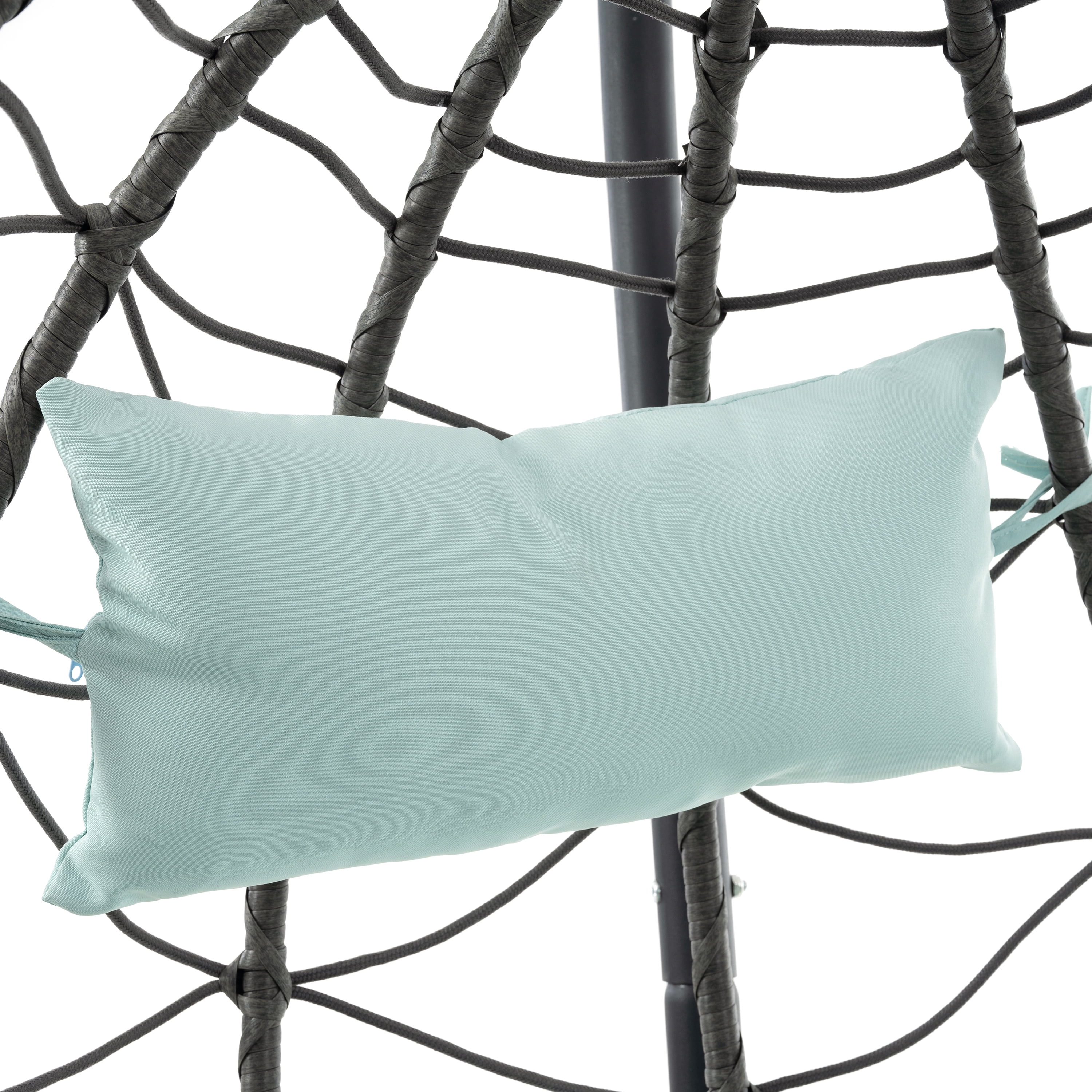 Egg Chair with Stand, Indoor Outdoor Swing Chair Patio Wicker Hanging Egg Chair for Bedroom, Dark Grey